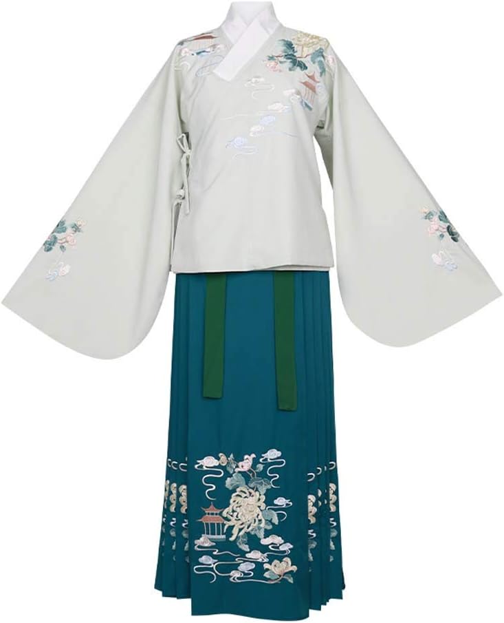 Oipoodde Hanfu Green Embroidered Women's Hanfu Chinese Costume Traditional Costume Hanfu Fairy Dress Halloween Cosplay for women Cosplay Costume (Color : Green, Size : M)