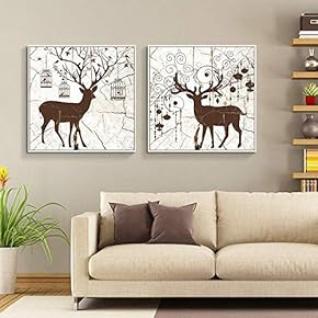 Floating Framed Canvas Wall Art for Living Room, Bedroom Wooden Background Animal Canvas Prints for Home Decoration Ready to Hang - 16"x16"x2 Panels