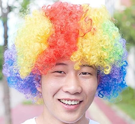 Amazon Jinshandianliao ハロウィーンのピエロのかつらヘッドギア 色の爆発頭 カラフルな子供たちのパフォーマンスの小道具 面白いヘッドギア パフォーマンスのヘアセット 爆発毛 ウィッグの女の子 Color Rainbow Color Jinshandianliao ビューティー 通販