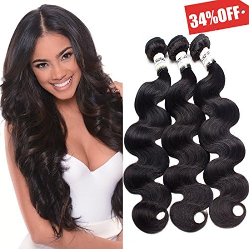 DMS Body Wave 3 Bundles 14A Brazilian Virgin Hair Body Wave Cheap Brazilian Hair Weave Bundles Unprocessed Brazilian Body Wave Wet and Wavy(Natural Color 16 16 16)