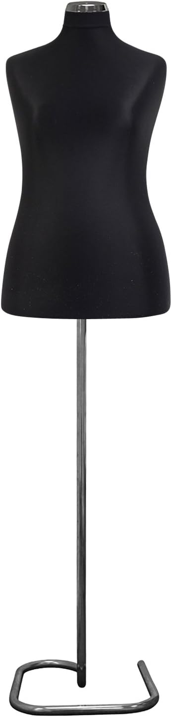 Female Tailors Dummy Black Size 16/18 Dressmakers Fashion Students Mannequin Display Bust With A Chrome Metal Snail Base