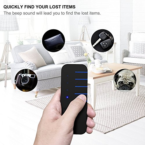 Wireless Key Finder Wallet Locator – Luxsure Mini Item Tracker Cell Phone Luggage Bags Purse Pet Remote Control Anti-Lost Tag w/Base Support, 1 RF Transmitter & 4 Receivers (Black KF4) - Thumbnail 4