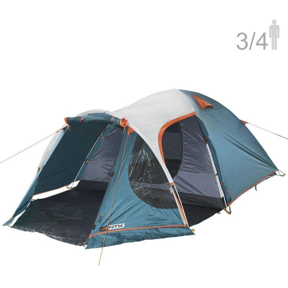 NTK INDY GT 3 to 4 Person 12 by 7 Foot Outdoor Dome Family Camping Tent 100% Waterproof 2500mm, European Design, Easy Assembly, Durable Fabric Full Coverage Rain fly - Micro Mosquito Mesh.