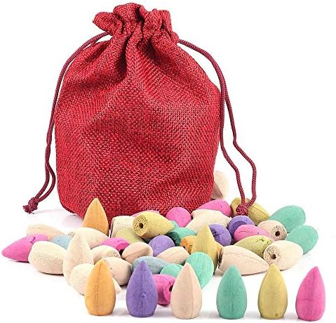 Backflow Incense Cones of qian sheng 100 Pcs,Mixed Natural Plant fragrances Scents-Apple Rose Lily Tulips Rosemary Lavender etc. Colorful Incense Cones for Incense Burner Holder