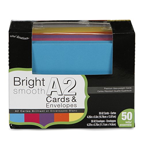 Darice Coordination's A2 Size Cards and Envelopes (Set of 50), Assorted Bright