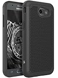 For Samsung Galaxy J3 Emerge / J3 2017 / J3 Prime / J3 Mission / J3 Eclipse / J3 Luna Pro / Sol 2 / Amp Prime 2 / Express Prime 2 Case, LK Hybrid Armor Defender Protective Case Cover (Black)