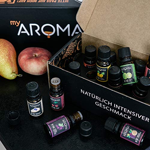myAROMA Flavour Drops Set, Meisterbäcker 10mlx5, Karamell, Mandel, Nuss-Nougat, Eierlikör, Marzipan Flavour Set, Vegan Flavor Drops Zuckerfrei, Kalorienfrei Lebensmittelaroma zum Backen, und Trinken – Bild 8