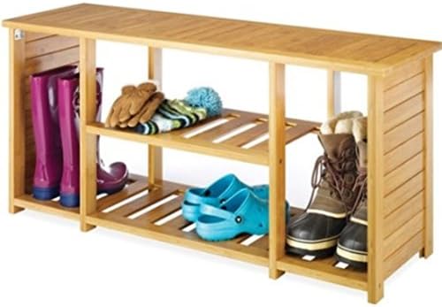 Shoes Storage Rack Organizer Compact Wood Design Bench, Tan