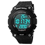 LIGE-Skmei Men's Digital Electronic Sports Watch with Pedometer,LED Screen Large Face and Waterproof Casual Backlight Watch Black