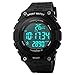 LIGE-Skmei Men's Digital Electronic Sports Watch with Pedometer,LED Screen Large Face and Waterproof Casual Backlight Watch Black