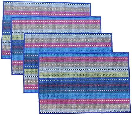 Place Mats Set of 4 pcs, Non Fade Washable Cotton Fabric in Different Colors Design, 18x12 Inches(Color 3)