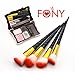 FONY Unicorn Makeup Brushes 10 Pcs Professional Makeup Brush Set, Premium Silky Soft Synthetic Bristles with Alicorn Handle Cosmetics Brush Kit (10,Black-Red)