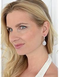 mariell Pera CZ Lágrima boda aretes para novia o novia   Platinum Plated cuelga