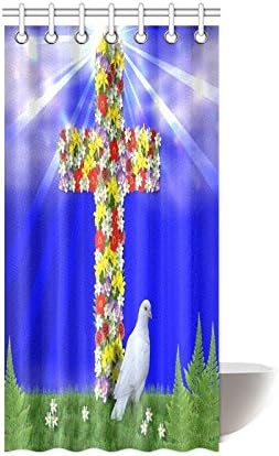 Catholic Christian Religious Church Gifts Cross Waterproof Bathroom decor Fabric Shower Curtain Polyester 36 x 72 inches