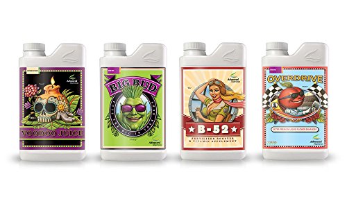 Advanced Nutrients Voodoo Juice, Big Bud, B-52, Overdrive Plant Fertilizer Booster Enhancer Hobbyist Bundle, 250ml/8.4 oz Advanced Nutrients Voodoo Juice, Big Bud, B-52, Overdrive Plant Fertilizer Booster Enhancer Hobbyist Bundle, 250ml/8.4 oz