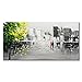 Winpeak Hand Painted Black and White Cityscape 3D Oil Painting on Canvas with Green Yellow Tree Wall Art City Artwork