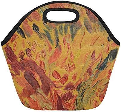Insulated Neoprene Lunch Bag Oil Paint Texture Painting Artistic Brush Colorful Large Size Reusable Thermal Thick Lunch Tote Bags For Lunch Boxes For Outdoors,work, Office, School