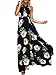 MISSLOOK Women's Bohemian Halter Sleeveless Floral-Print Split Summer Maxi Dress - Navy Blue S