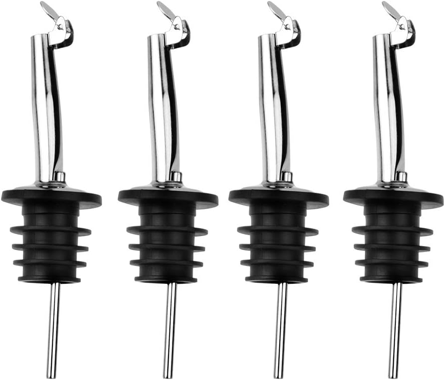 Wellehomi Flaschenausgießer, 4 Stück Weinausgießer, Ausguss für Wein Schnaps Olivenöl Kaffee Sirup Essig Flaschen Kunststoffkorken Öl-Ausgießer ideal für Cocktails, Partys, Shots und Bars