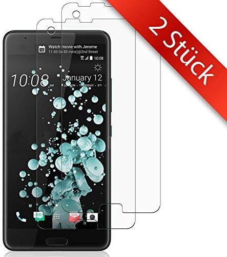 Movoja 2 Pack- HTC U Ultra Screen Protector- Tempered Glass| 0.2mm | Bubble free | Full HD Transparenz | Anti-fingerprint - HTC U Ultra Screen Protector HTC U Ultra