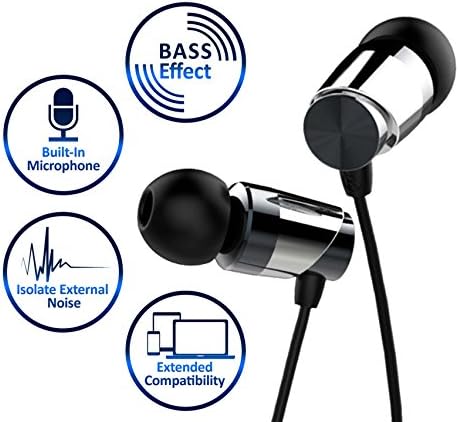 Kworld In-Ear Headphones, Bass Earbuds with Microphone &amp; Volume Control, Noise Isolating Earbuds