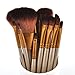 Vander Professional Makeup Brush Set Cosmetics Foundation Blending Blush Eyeliner Face Powder Brush Kabuki Makeup Brushes (12pcs Golden)
