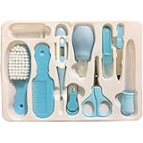 Onior ベビー ケア 用品 新生児 グルーミング ネイル ヘルス 温度計 歯ブラシ 爪切り 櫛 など10個セット 収納ケース付き 携帯便利 青