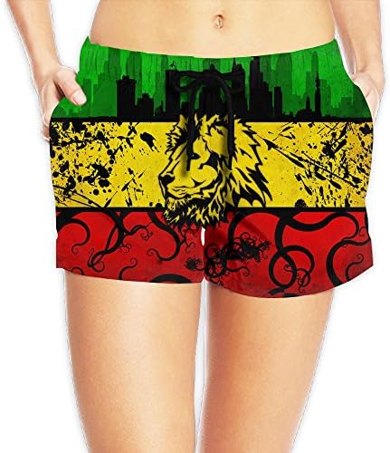 Rasta Lion Of Retro Women Quick Dry Colorful Golf Beach Shorts With Pocket