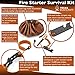Texas Bushcraft Fire Starter Survival Kit - Ferro Rod Flint Fire Steel, Striker Tool | Cowhide Leather Tinder Bag | Emergency Paracord Bracelet Camping Gear