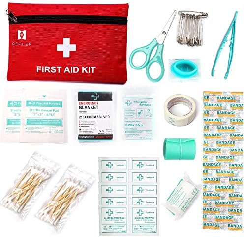 Mini First Aid Kit, 60 Piece First Aid kit Includes Emergency Blanket, CPR Mask for Home,Vehicle,Travel,Office,Workplace,Child Care, Hiking,Survival &amp; Outdoor