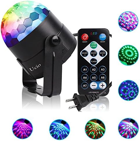 Party Lights, Ucio Stage Lights, Sound Activated Disco Ball with Remote Control Disco Dj Lighting, RBG Disco Lights, 7 modes Party Light for Birthday Party,DJ Bar Karaoke Ballroom