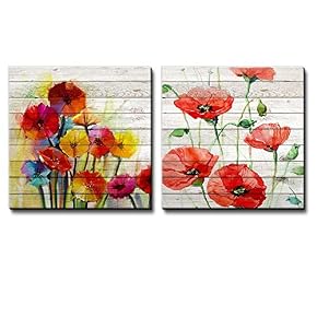 Colorful Watercolor Bouquet of Flowers Along with Red...