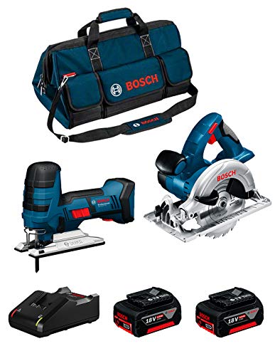 BOSCH Kit 18V BK205BAG (Kreissäge GKS 18 V-LI + Stichsäge GST 18 V-LI S + 2 Batterien 5,0 Ah + Ladegerät + Tasche)