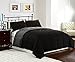 Cozy Beddings Comforter Set, Reversible Down Alternative, Box Stitch Bed Cover, Full/Queen, Grey/Black