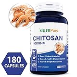 Chitosan 1000mg 180caps (Non-GMO & Gluten Free) Weight Loss Supplement, Supports Healthy Cholesterol Levels, 90 Days Supply