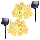 Mpow 2 Pack Globe Solar 30 LED 8 Modes Valentine Decorative String Lights for Outdoor Patio Garden Yard Lawn, Warm White