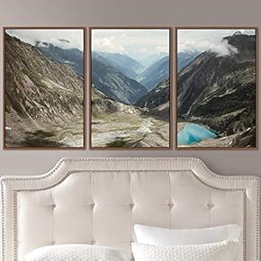 signwin 3 Piece Framed Canvas Wall Art Mountain...