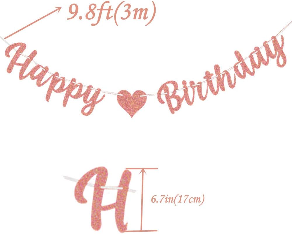 bng-bng Happy Birthday Banners Rose Gold Happy Birthday Bunting Banner For Women Girls Large Hanging Letter Bunting For Any Age Party Decorations Backdrop - Image 4