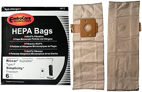 Riccar Simplicity Type F Upright Allergen Paper Bags 6 PK # A812, 812