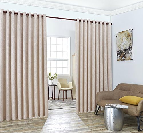 Lana Textile Loretta - Wall-to-Wall Extra Wide Embossed Blackout Grommet Curtain Panels with 2 Rope Tiebacks - Ideal for Window Decor or Room Divider(2 Panels 108" W x 120" L, Ivory)