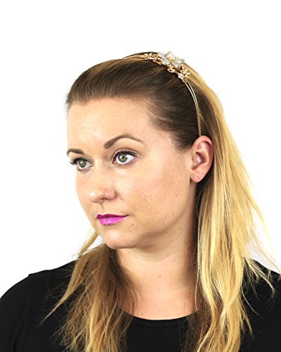 Lux Accessories Stone Floral Burst Wire Flower Headband