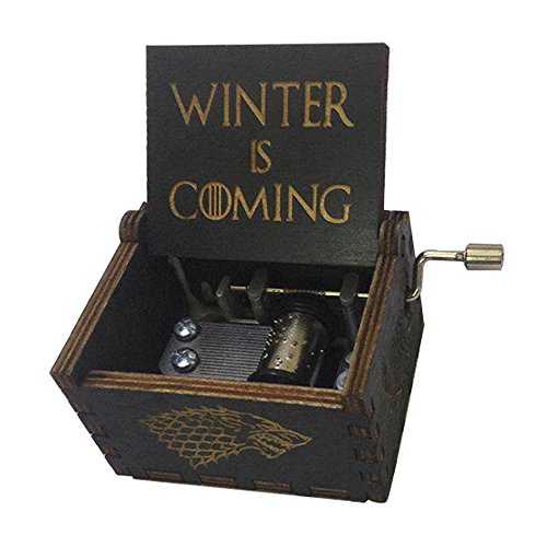 Game of Thrones Music Box Hand Crank Musical Box Carved Wooden,Play The Theme Song of Game of Thrones,Black