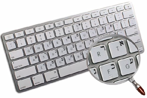 HEBREW APPLE KEYBOARD DECALS WITH BLUE, BLACK, RED, ORANGE OR WHITE LETTERING ON TRANSPARENT BACKGROUND FOR DESKTOP, LAPTOP AND NOTEBOOK (Black)