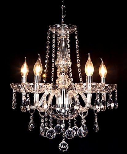Crystal Ball Pendant Candle Chandelier with 5 lights of Ella Fashionยฎ