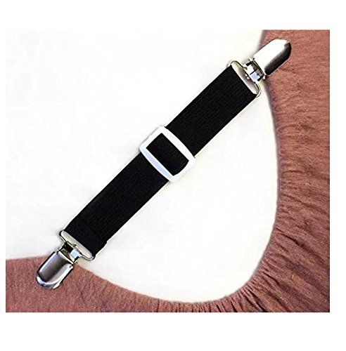 DWR Sheet Straps,Black Adjustable Bed Corner Sheet Holder Elastic Straps Fasteners Clips Grippers Suspenders