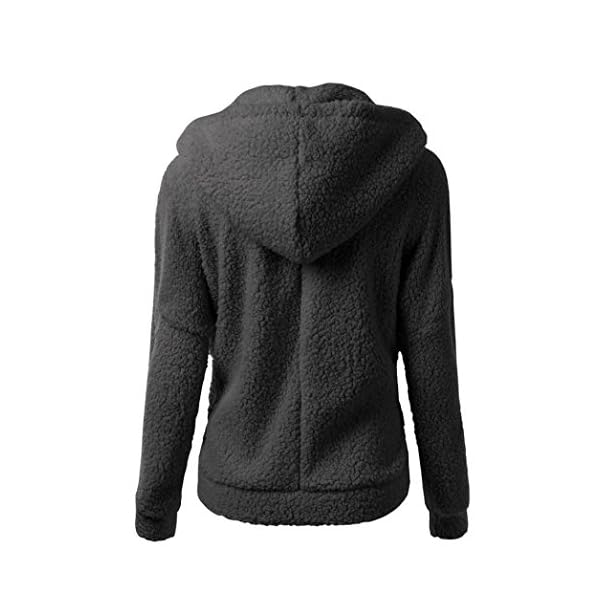 Orangeskycn Jacket Women Winter, Hooded Sweater Coat Warm Wool Zipper Coat Cotton Coat Outwear - Image 3
