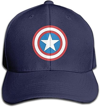Adjustable Captain America Logo Cotton Plain Navy Peak Baseball Capsnapback For Adult