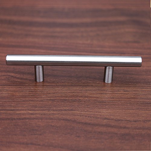 25 Pack - Hamilton Bowes Satin Nickel Cabinet Hardware Pull Handle - 3" (76mm) Hole Centers - 5-3/4" Overall Length - Euro Style