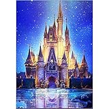 5D Diamond Painting Rhinestone Starry Sky Castle Dream Classical Embroidery Wallpaper DIY Cross Stitch Kit Crystal Full Drill Drawing for Adult Tools Home Decoration 30X40CM Black