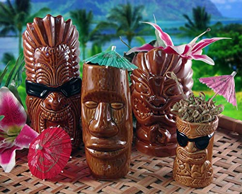 Cocktail straws and umbrellas set – ready for big cocktail party – basic drink decoration set – ideal for tiki mugs - hawaiian pool party supply - paper parasol umbrella extra large plastic straws set